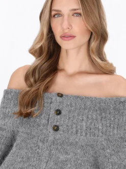 Dreimaster Damen Strickjacke in grau