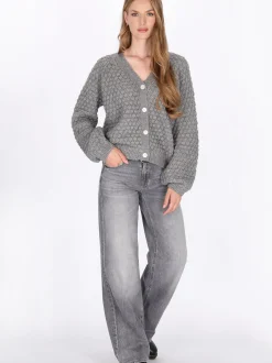 Dreimaster Damen Strickjacke in grau