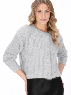 Dreimaster Damen Strickjacke in grau