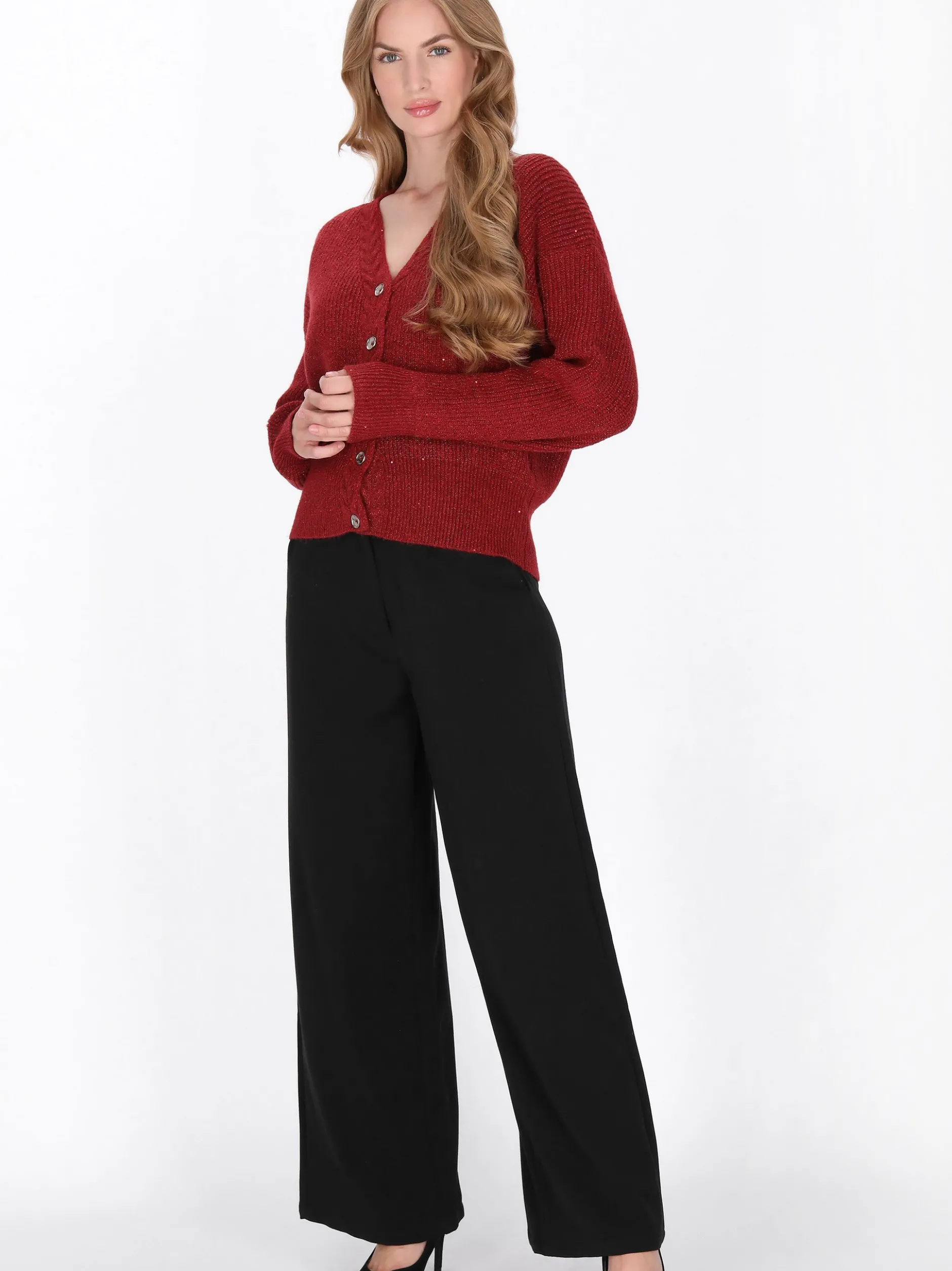 Dreimaster Damen Strickjacke in rot