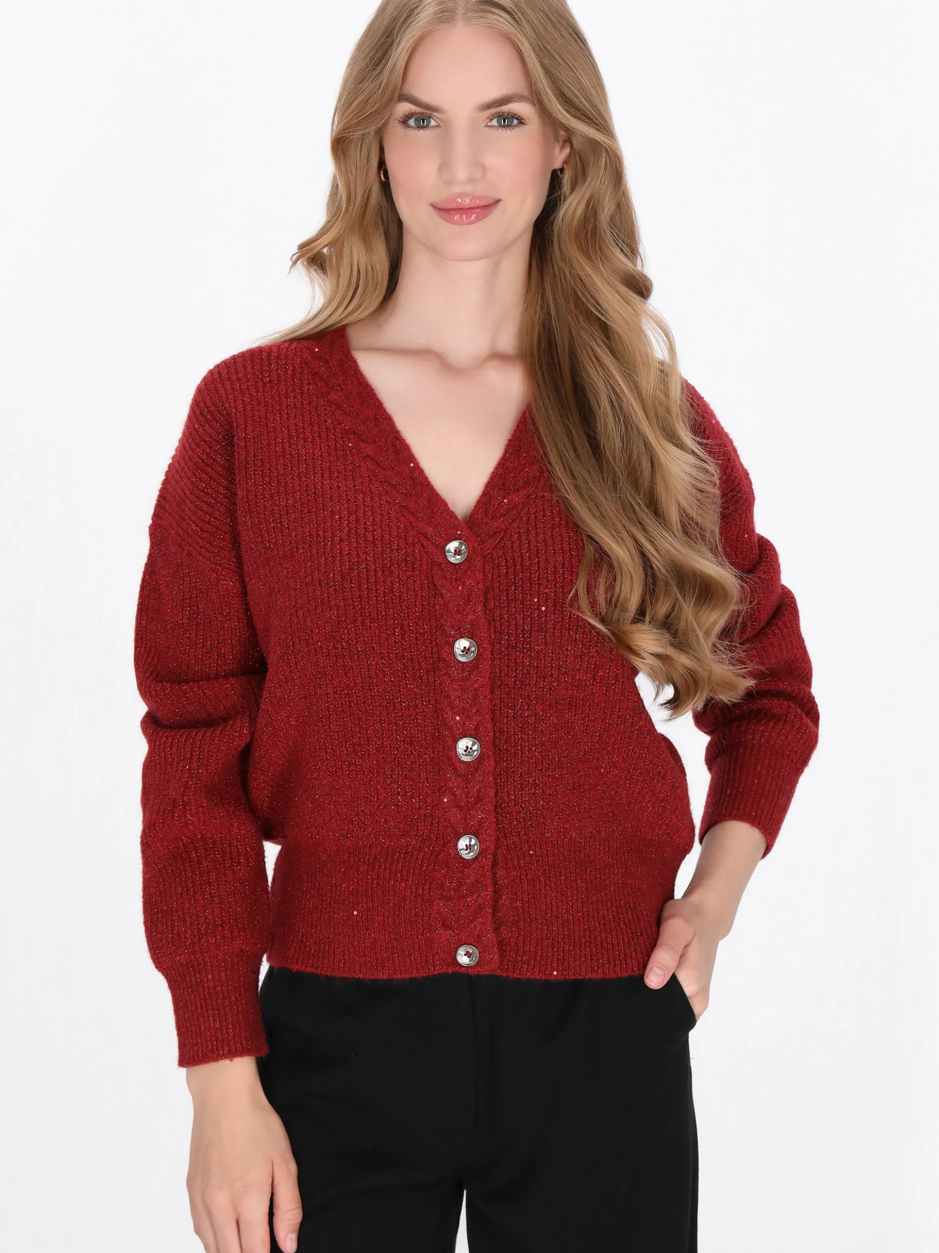Dreimaster Damen Strickjacke in rot