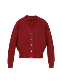 Dreimaster Damen Strickjacke in rot