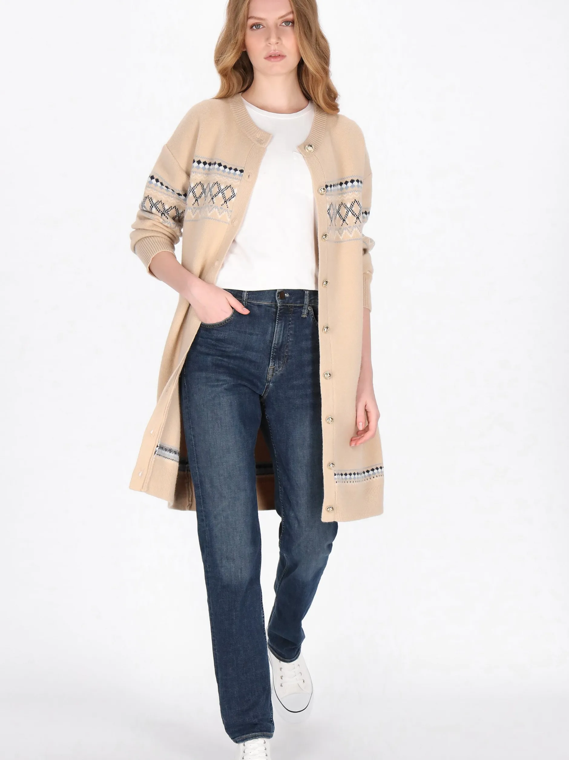 Dreimaster Damen Strickjacke in sand