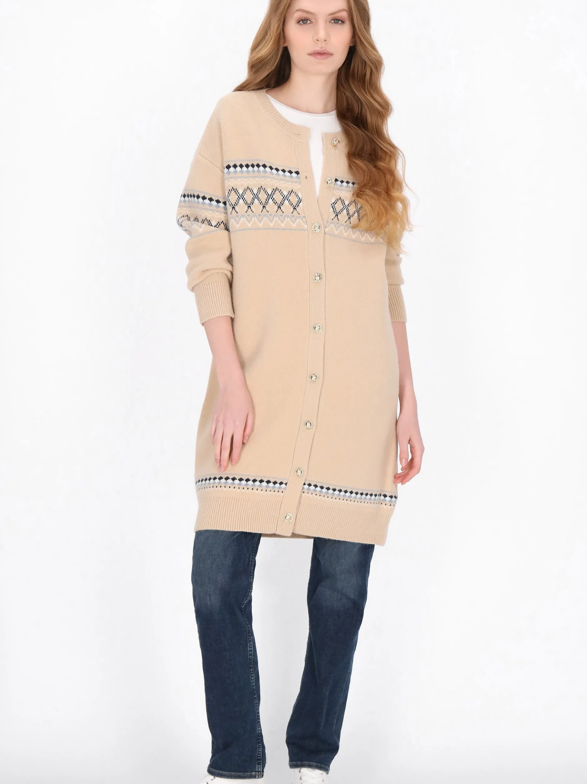 Dreimaster Damen Strickjacke in sand