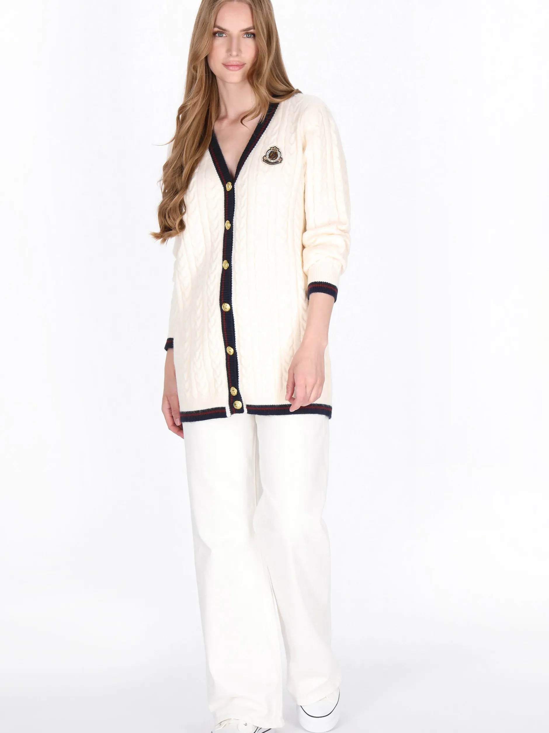 Dreimaster Damen Strickjacke in ecru