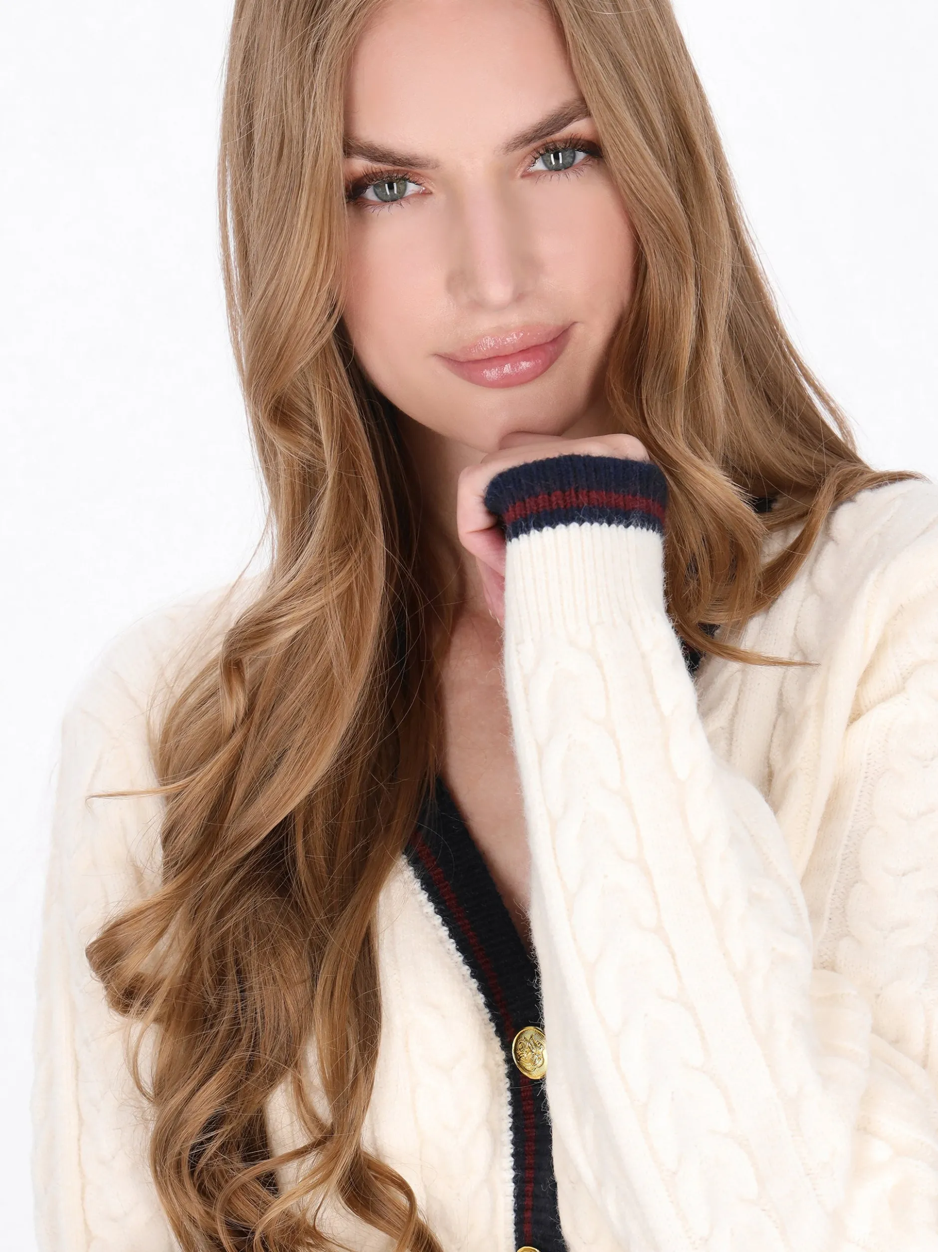 Dreimaster Damen Strickjacke in ecru