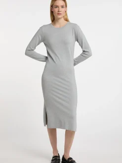 Dreimaster Damen Strickkleid in grau - Länge: mittel