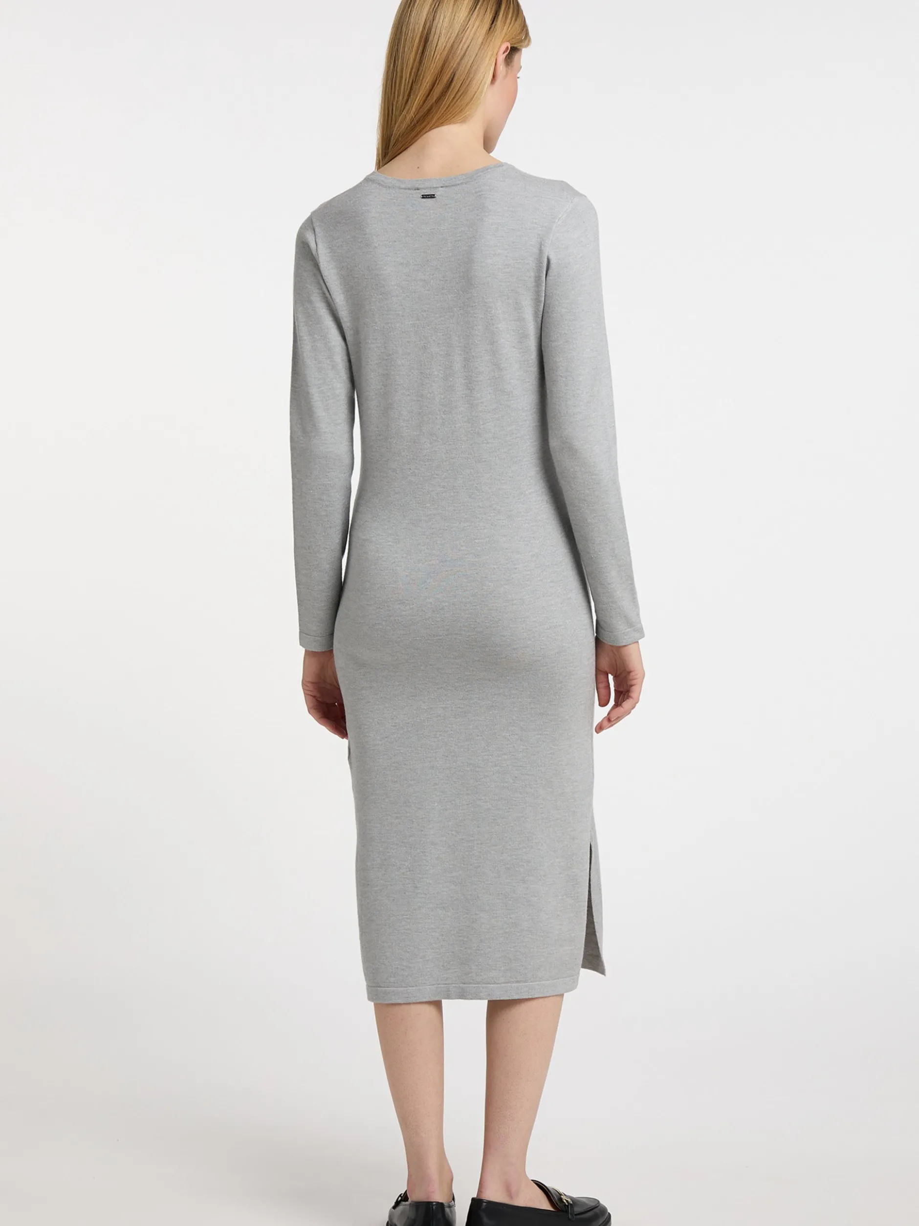 Dreimaster Damen Strickkleid in grau - Länge: mittel