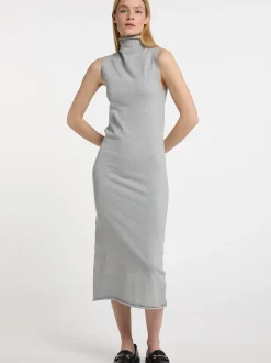Dreimaster Damen Strickkleid in grau - Länge: lang