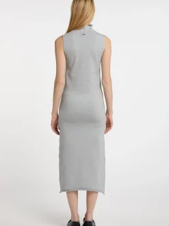 Dreimaster Damen Strickkleid in grau - Länge: lang