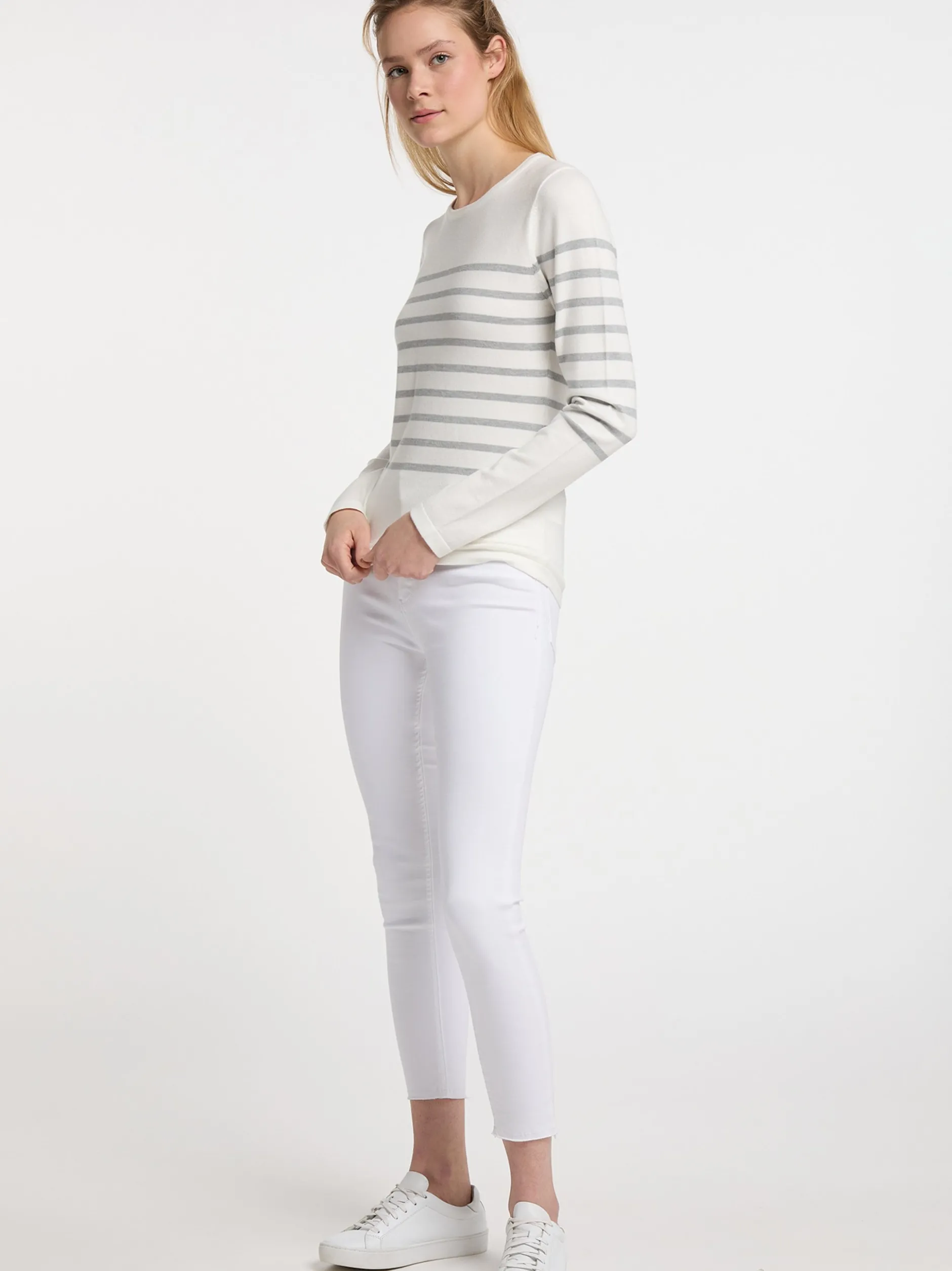Dreimaster Damen Strickpullover in grau