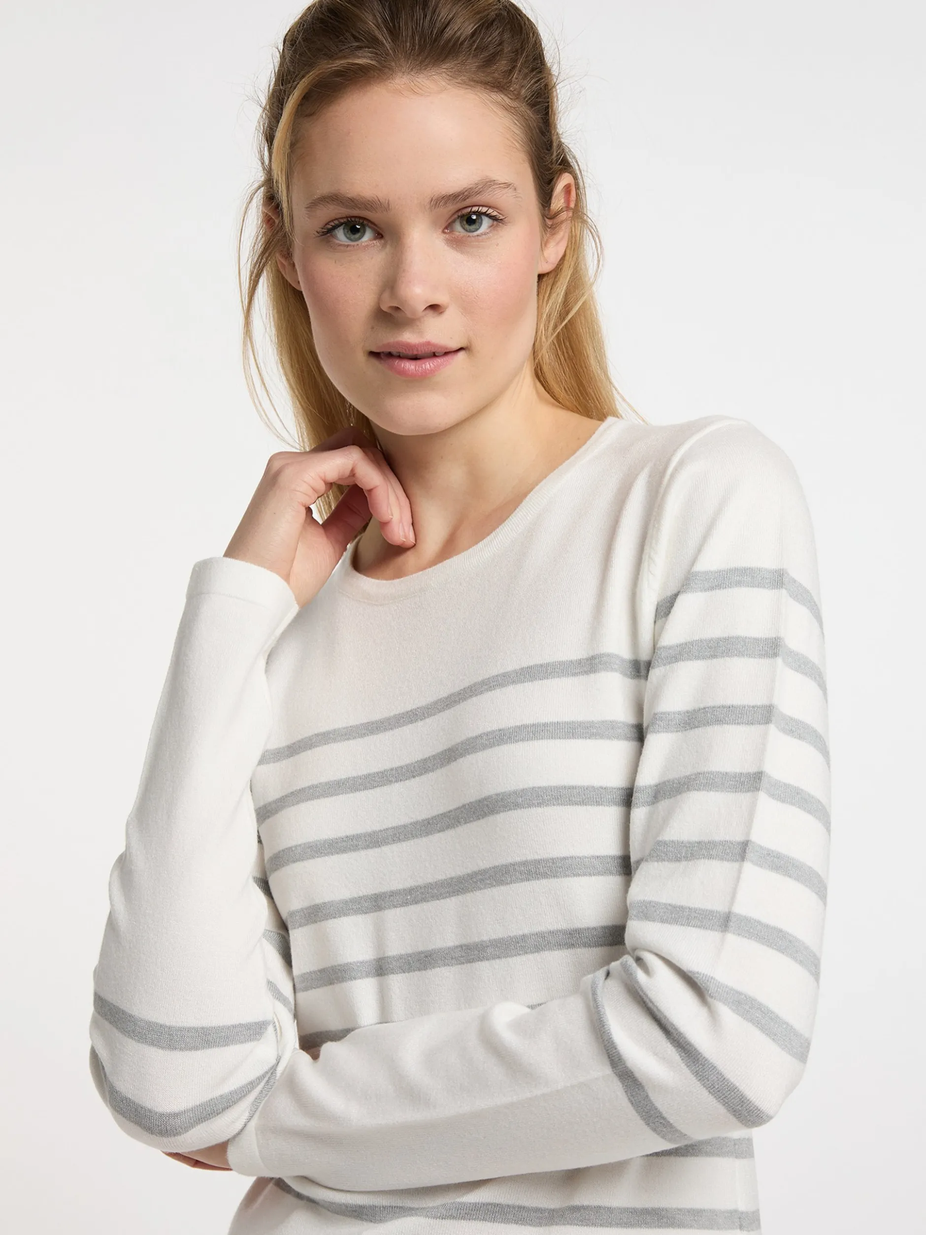 Dreimaster Damen Strickpullover in grau