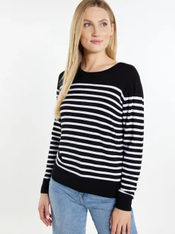 Dreimaster Damen Strickpullover in schwarz