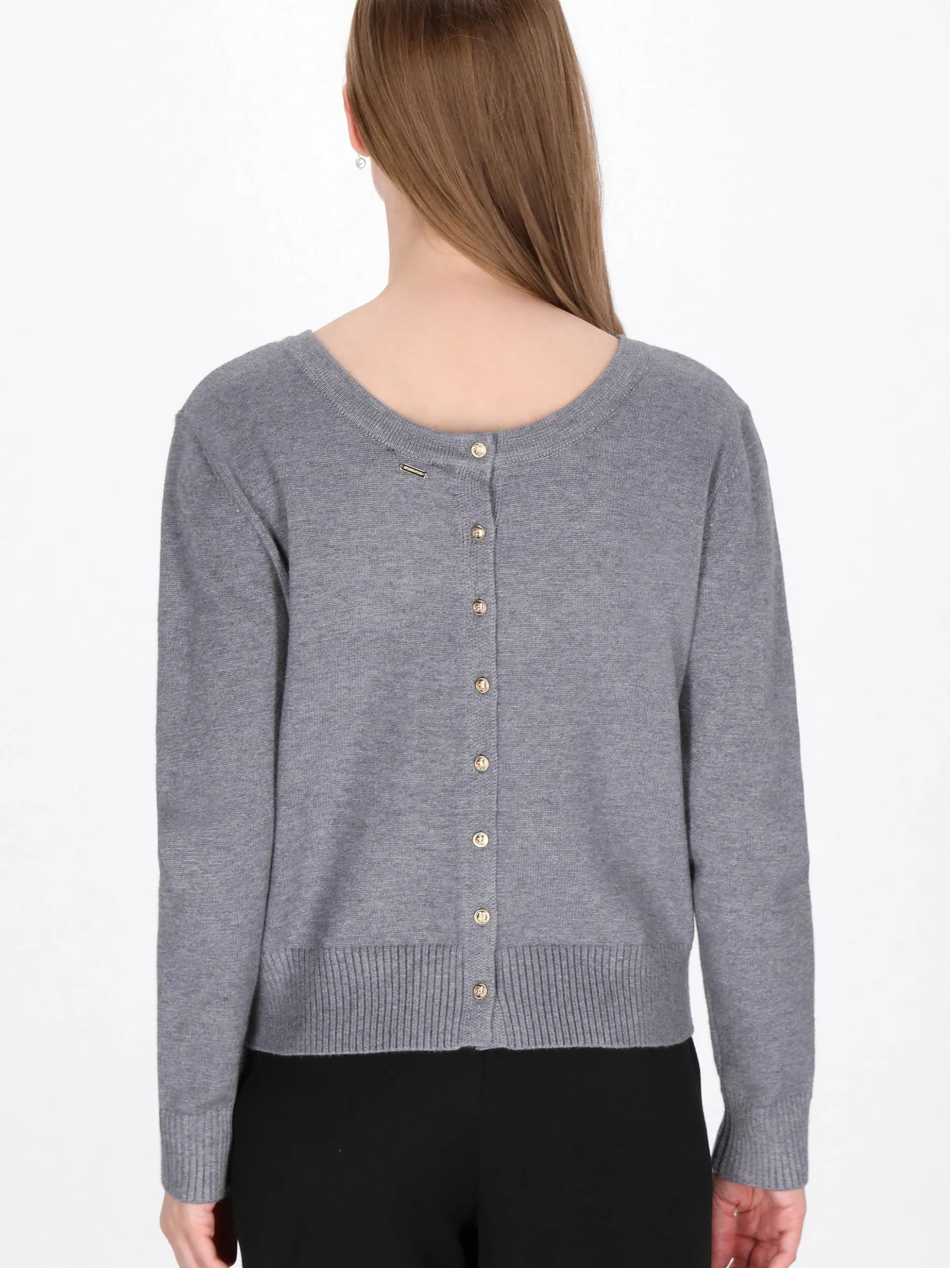 Dreimaster Damen Strickpullover in grau
