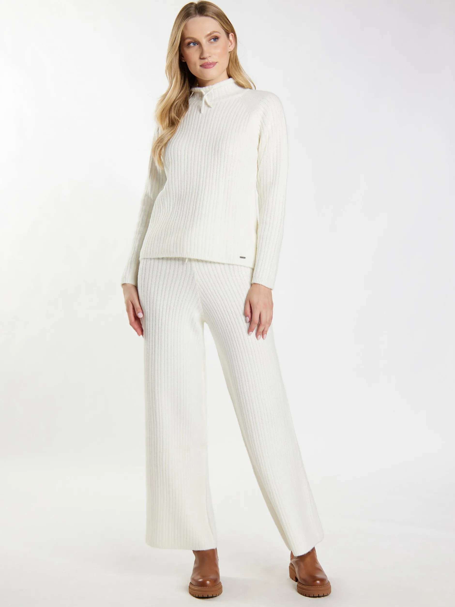 Dreimaster Damen Strickpullover in weiß
