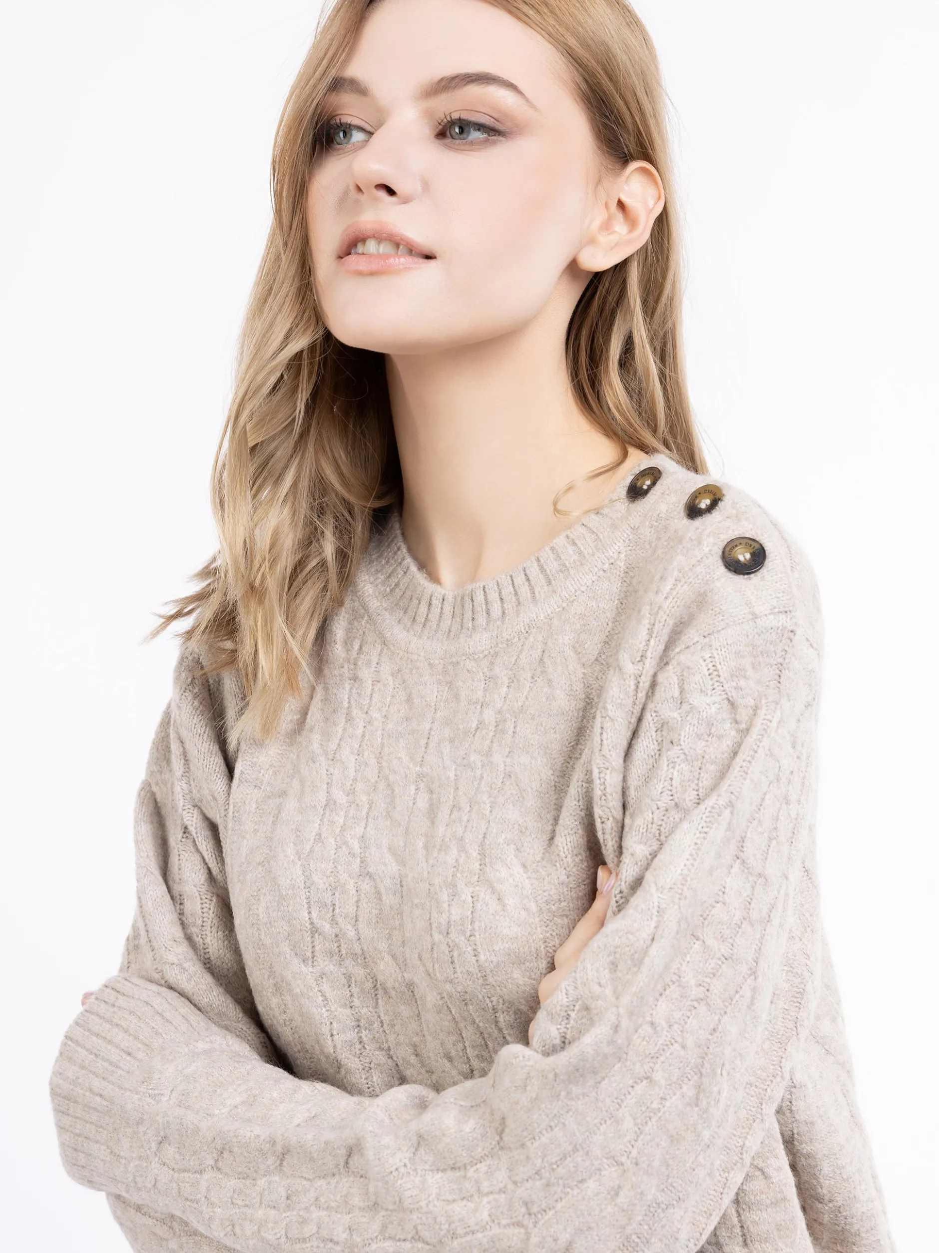 Dreimaster Damen Strickpullover in beige