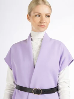 Dreimaster Damen Weste in lila - Ausschnitt: ohne Kragen