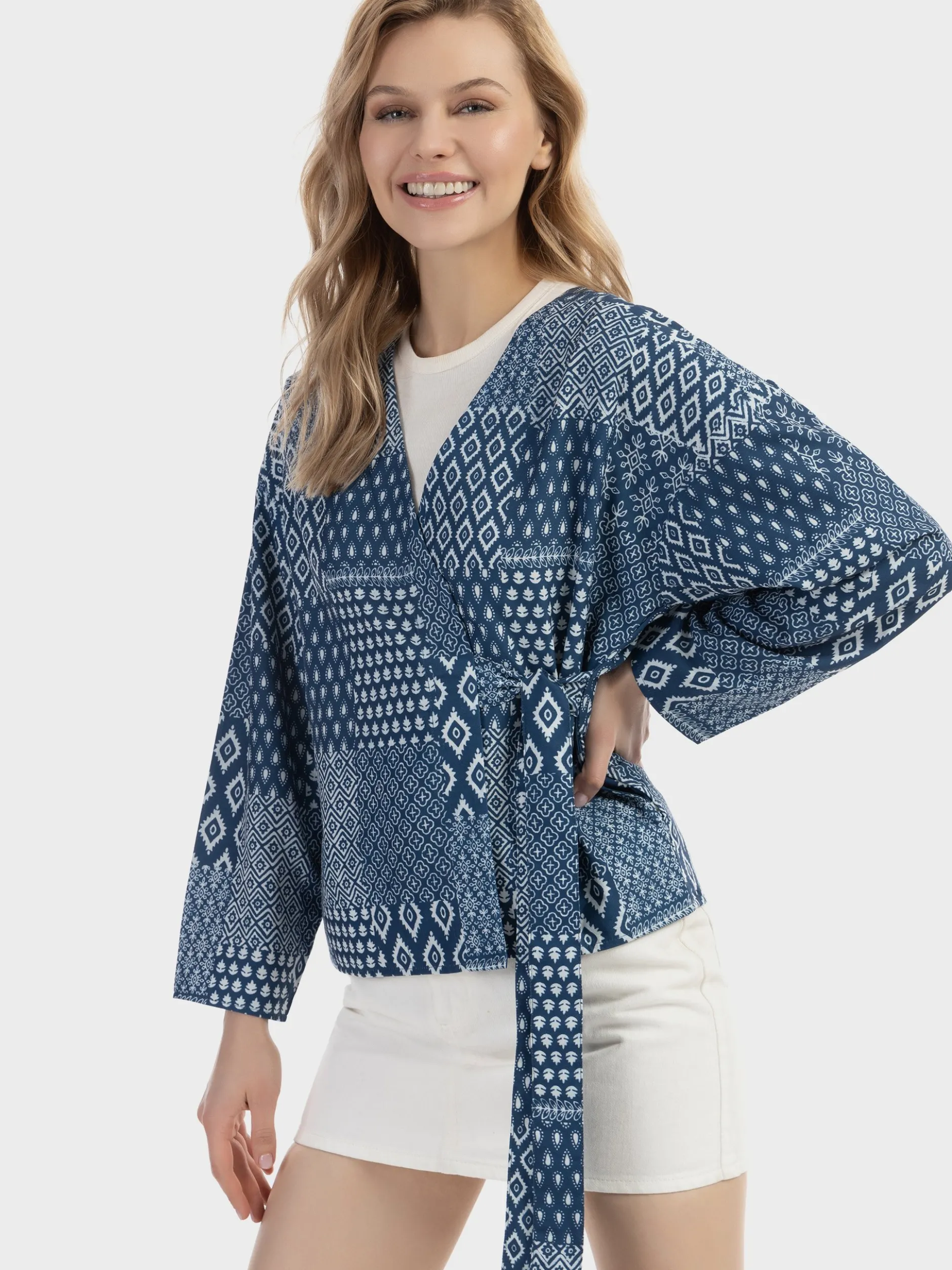 Dreimaster Damen Wickeljacke in marine