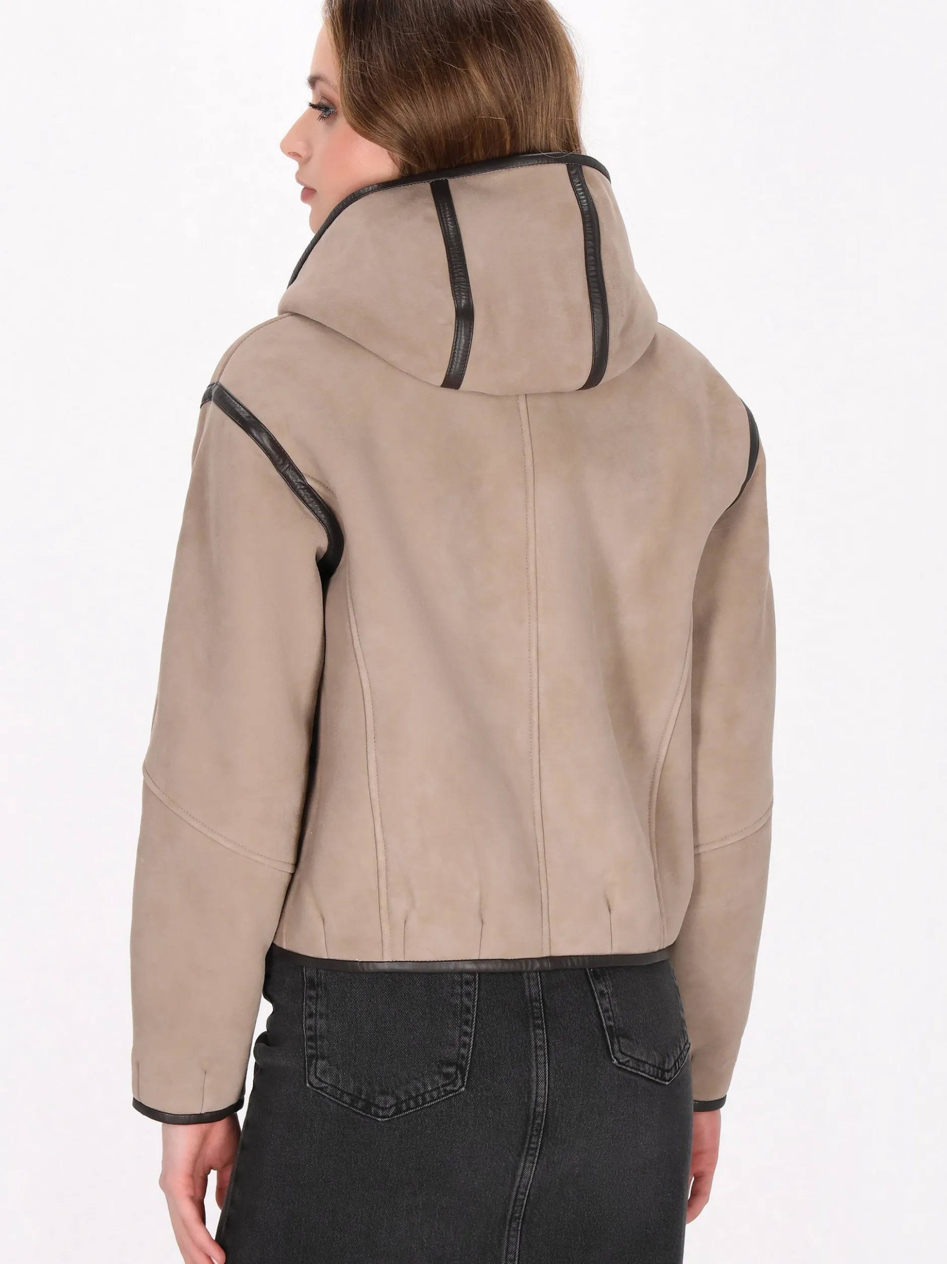 Dreimaster Damen Wildlederjacke in taupe