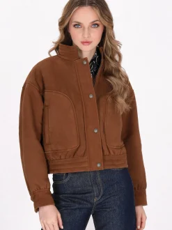 Dreimaster Damen Wildlederjacke in cognac