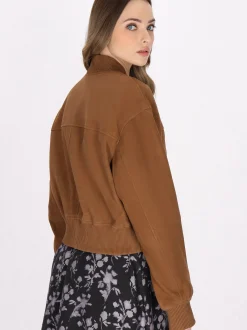 Dreimaster Damen Wildlederjacke in cognac