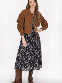 Dreimaster Damen Wildlederjacke in cognac