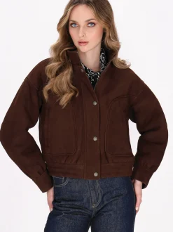Dreimaster Damen Wildlederjacke in kastanie