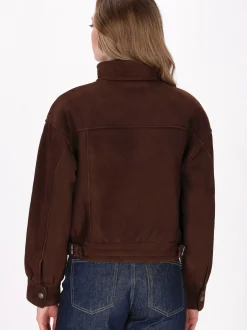 Dreimaster Damen Wildlederjacke in kastanie