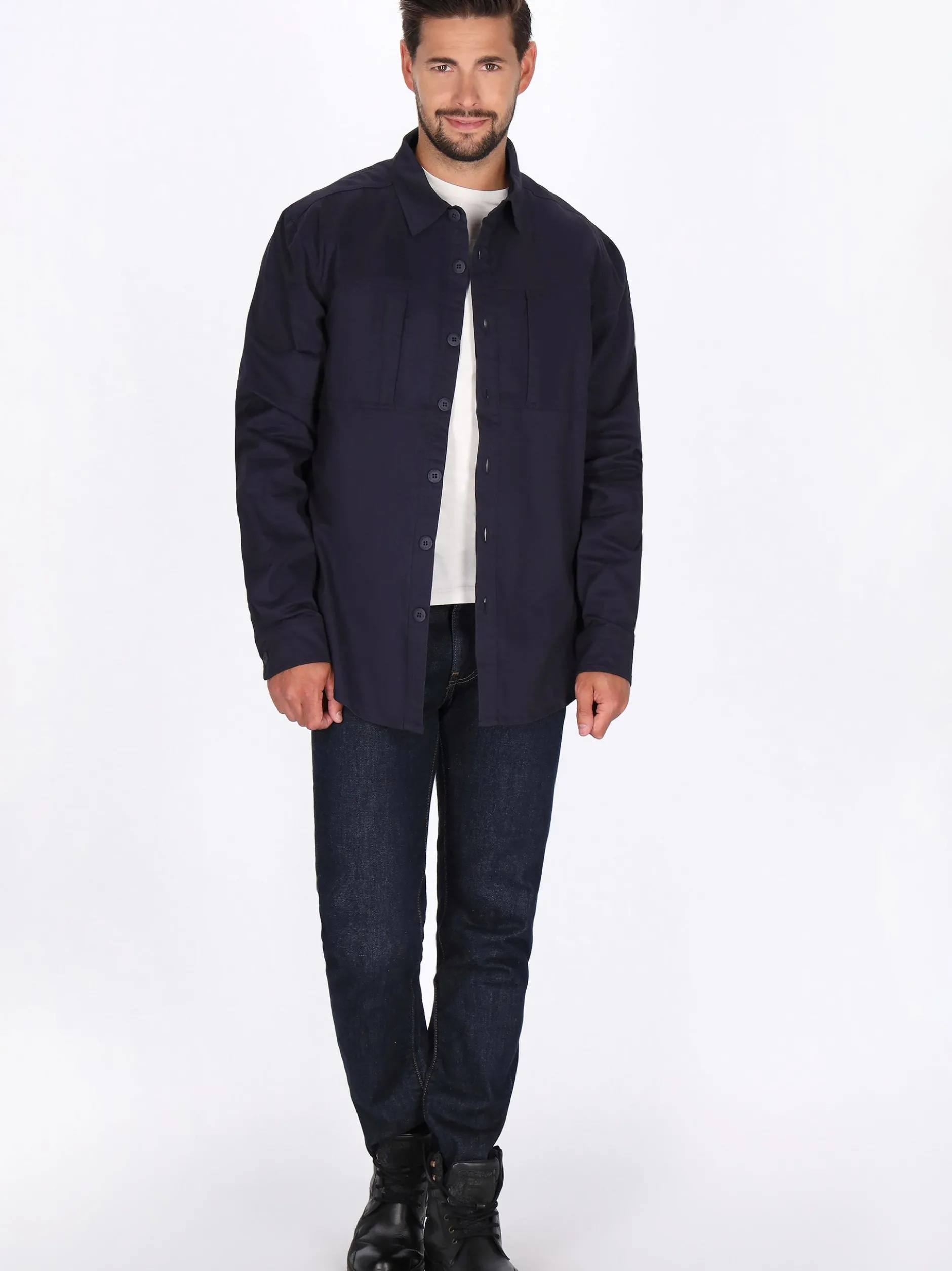 Dreimaster Herren Hemd in blau