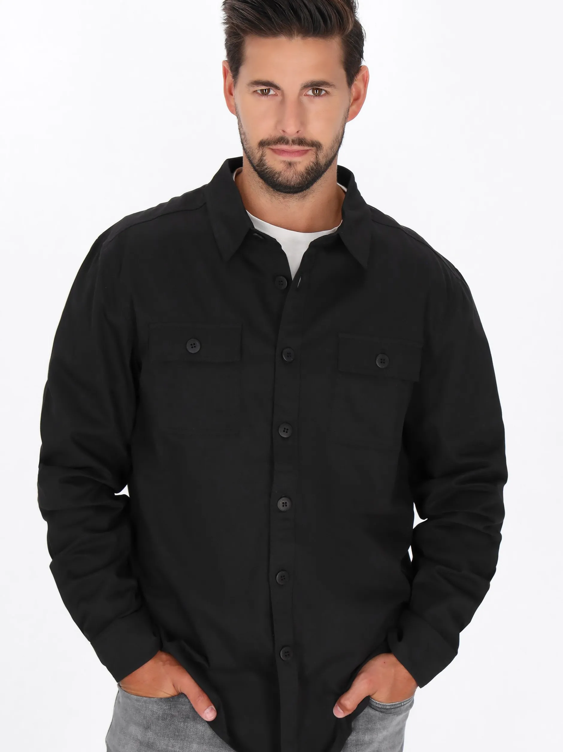 Dreimaster Herren Hemd in schwarz