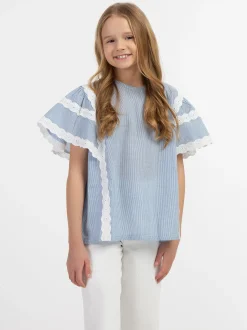 Dreimaster Mädchen Blusenshirt in hellblau