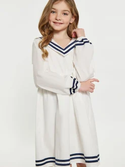 Dreimaster Mädchen (Kids) Kleid in weiß - Länge: mittel