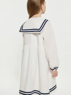 Dreimaster Mädchen (Kids) Kleid in weiß - Länge: mittel