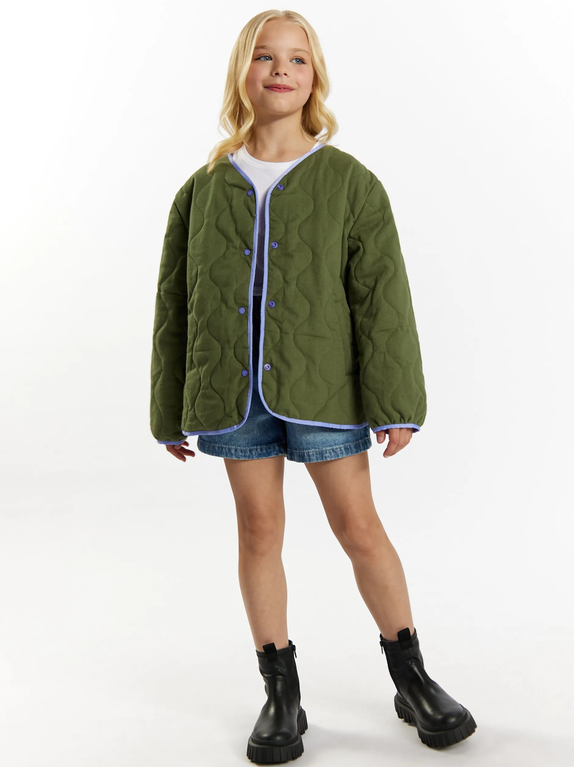 Dreimaster Mädchen Steppjacke in oliv