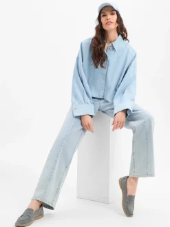 Drykorn Damen Jeansbluse - Oshia in hellblau
