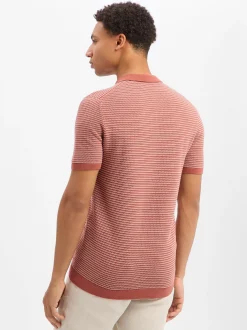 Drykorn Herren Strick-Poloshirt - Triton in rosenholz weiß