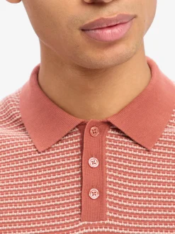 Drykorn Herren Strick-Poloshirt - Triton in rosenholz weiß