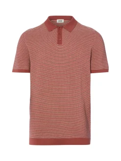 Drykorn Herren Strick-Poloshirt - Triton in rosenholz weiß