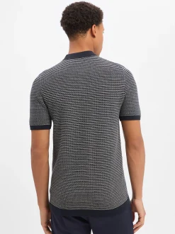 Drykorn Herren Strick-Poloshirt - Triton in marine weiß