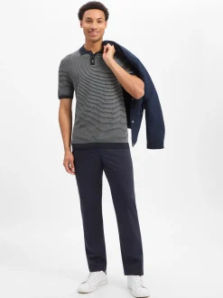 Drykorn Herren Strick-Poloshirt - Triton in marine weiß