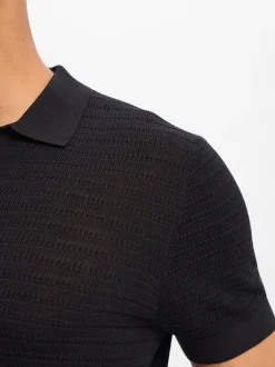 Drykorn Herren Strick-Poloshirt in schwarz