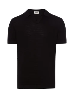 Drykorn Herren Strick-Poloshirt in schwarz