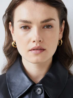 Echtzeit Damen Creolen - Modern Lines in gold