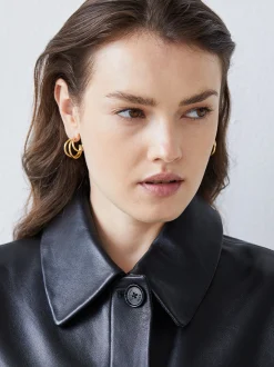 Echtzeit Damen Creolen - Modern Lines in gold