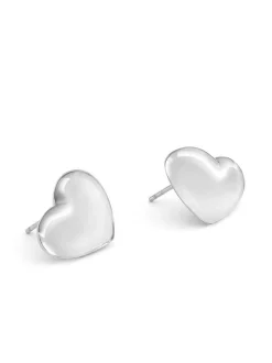 Echtzeit Damen Ohrstecker - Puffy Heart in silber