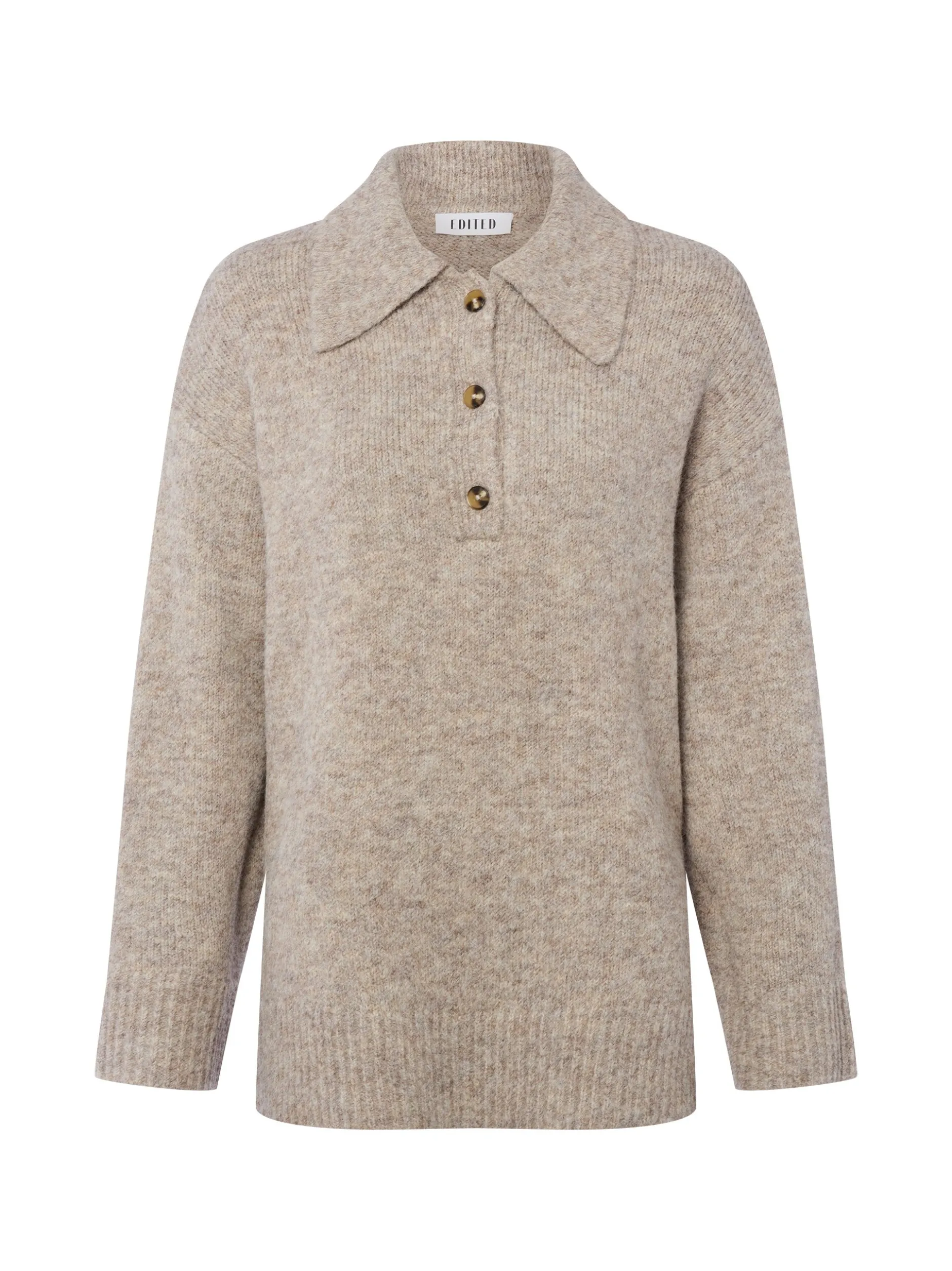 EDITED Damen Strickpullover mit Woll-Anteil - Laiani Jumper in taupe