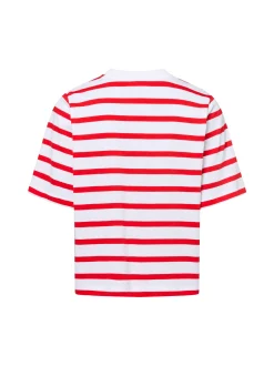 EDITED Damen T-Shirt - Nola in rot weiß - Ärmel: kurzarm