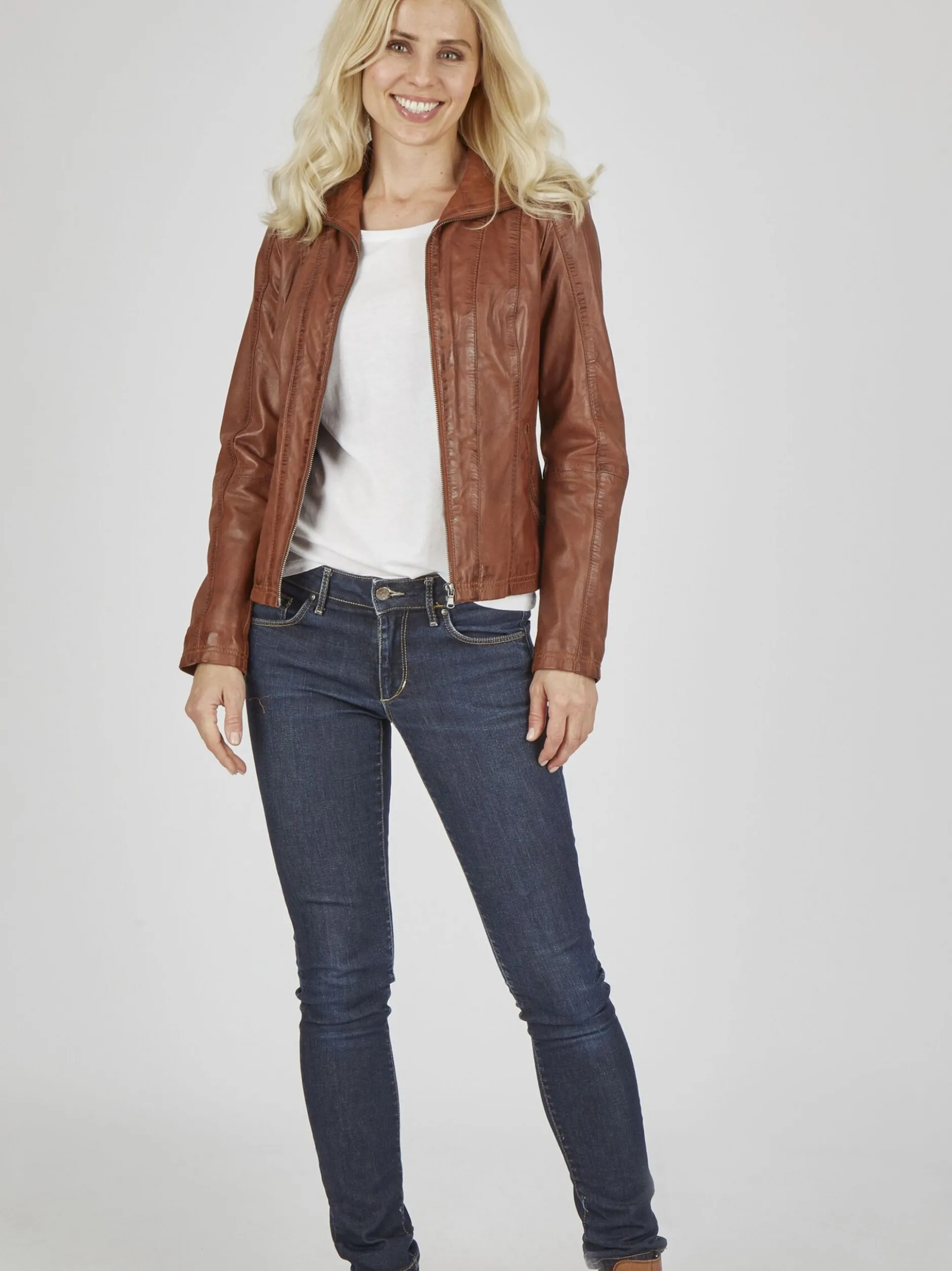 7 eleven Damen Lederjacke SEALLY in braun