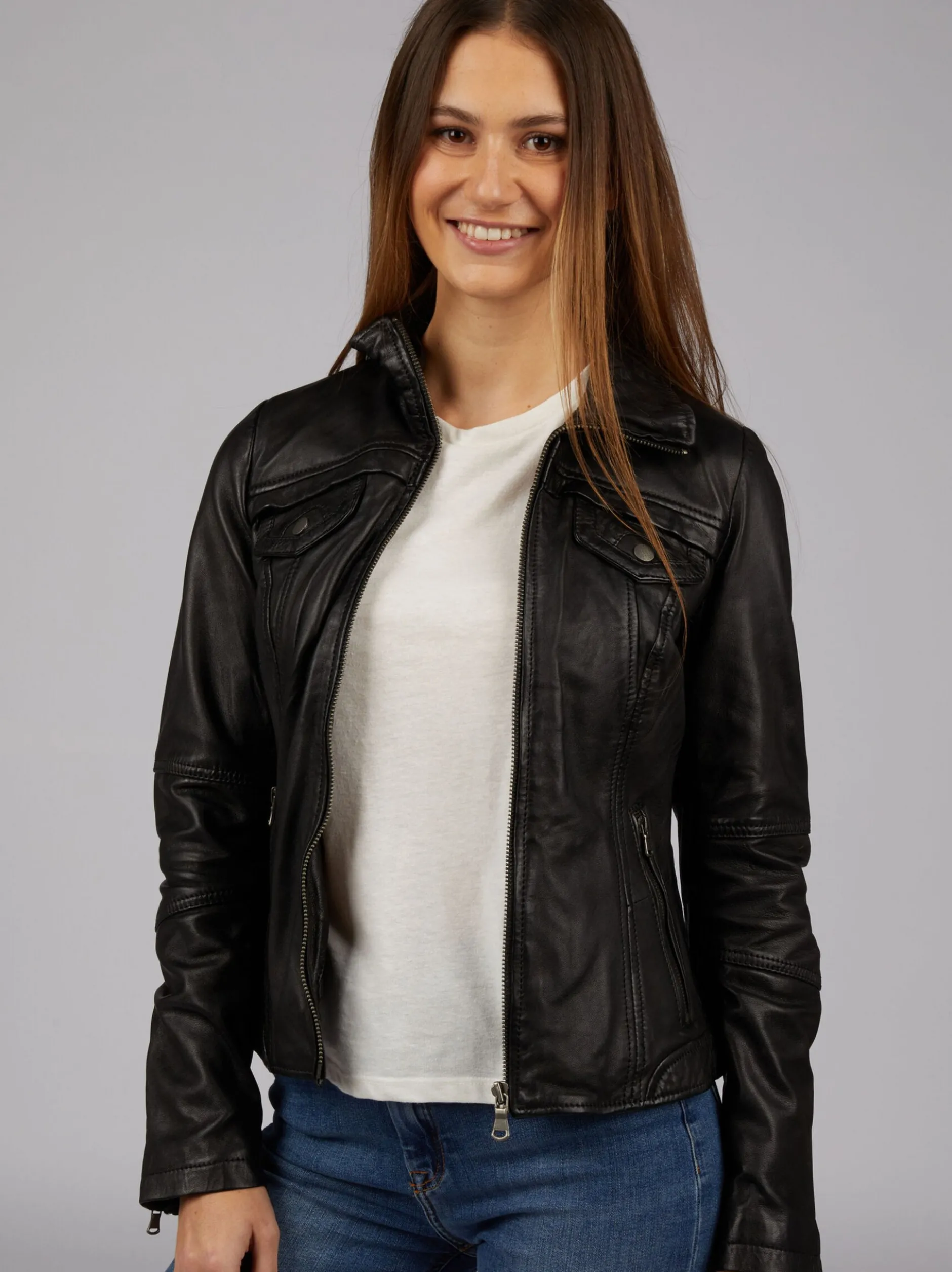 7 eleven Damen Lederjacke - SEBACI in schwarz