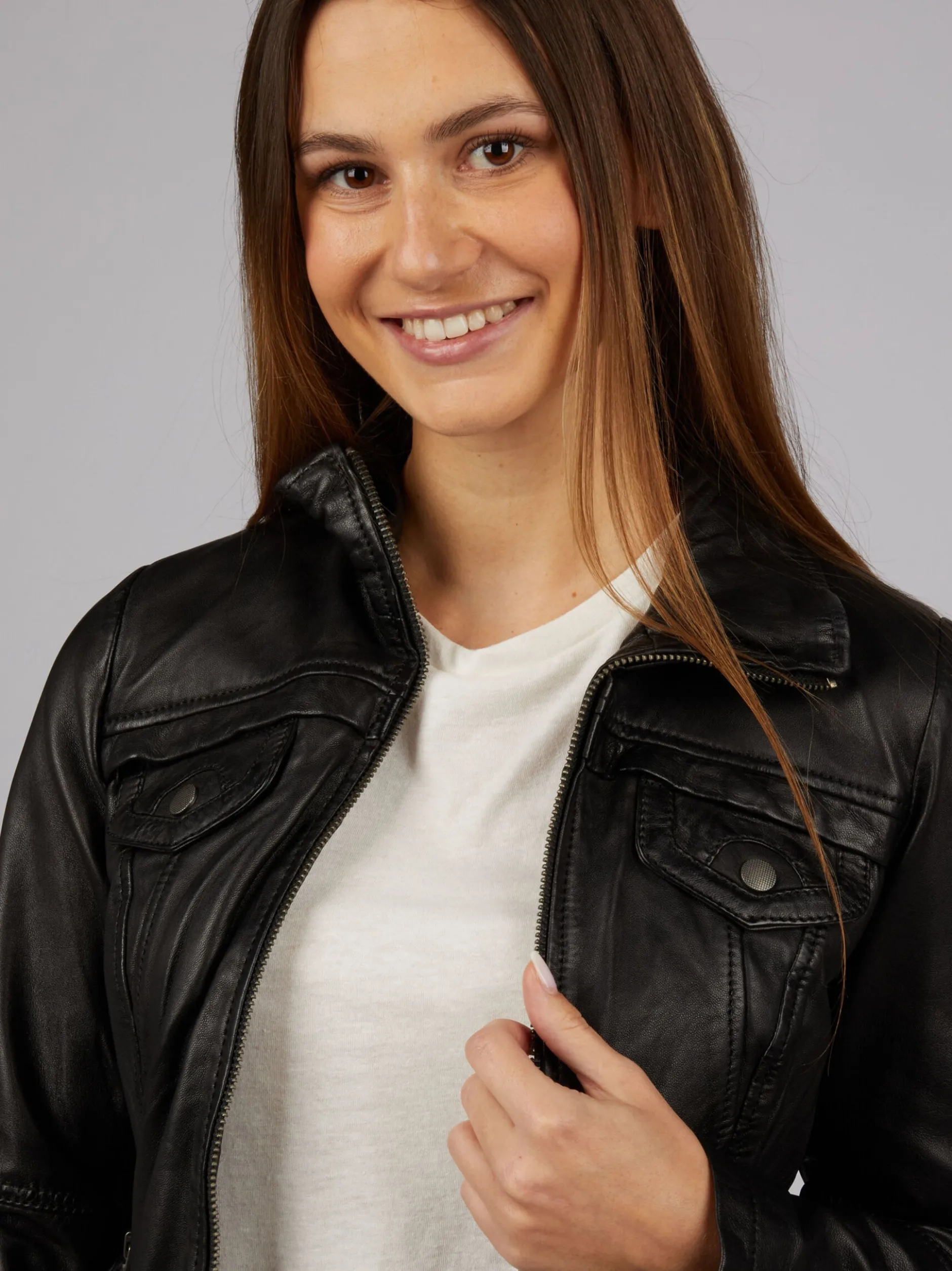 7 eleven Damen Lederjacke - SEBACI in schwarz